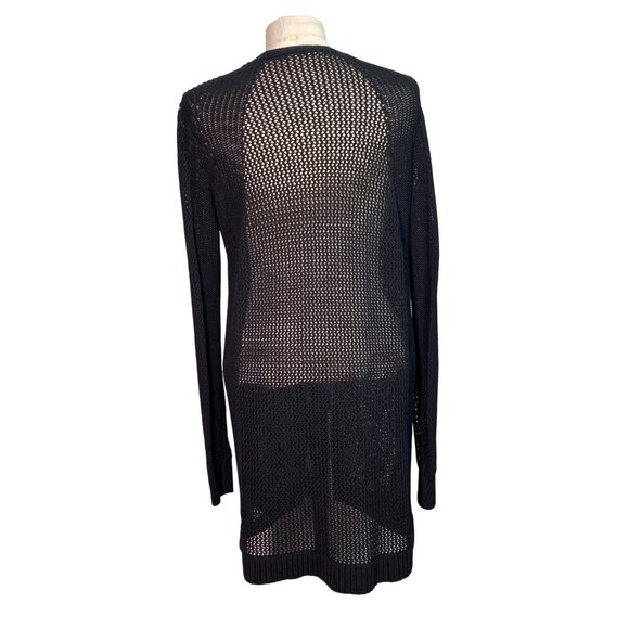 Athleta Womens Black Open-Knit Long Cardigan Sweater Large stretch casual comfy - Picture 4 of 8